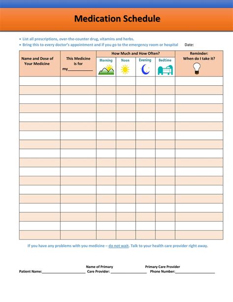 Creating Medication Schedule Template Excel