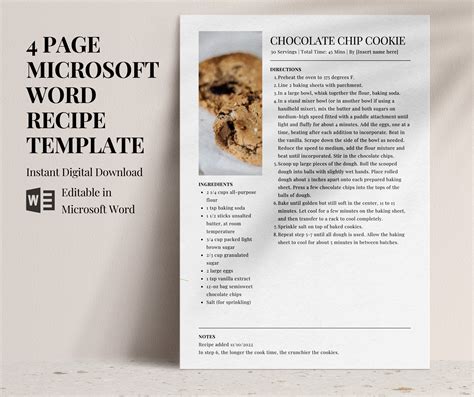 Creating Microsoft Word Recipe Template