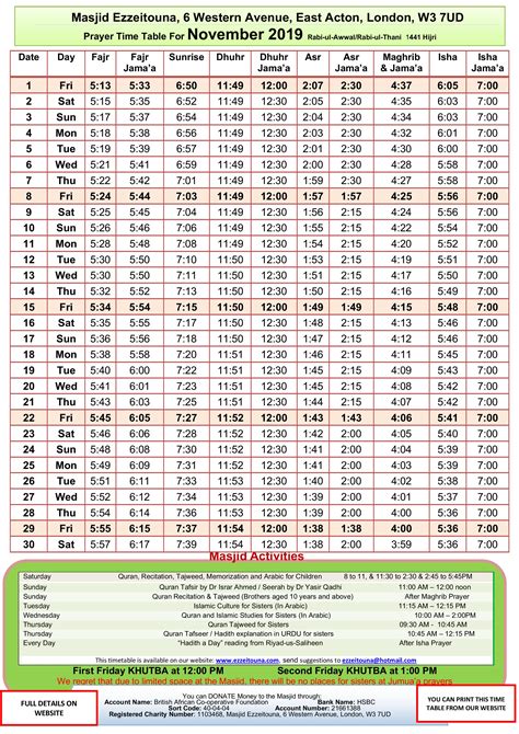 Creating Printable Prayer Times