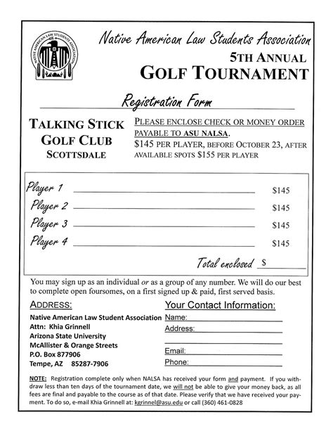 Creating a Golf Tournament Registration Form Template