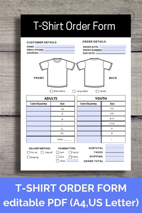 Creating a T-Shirt Order Template