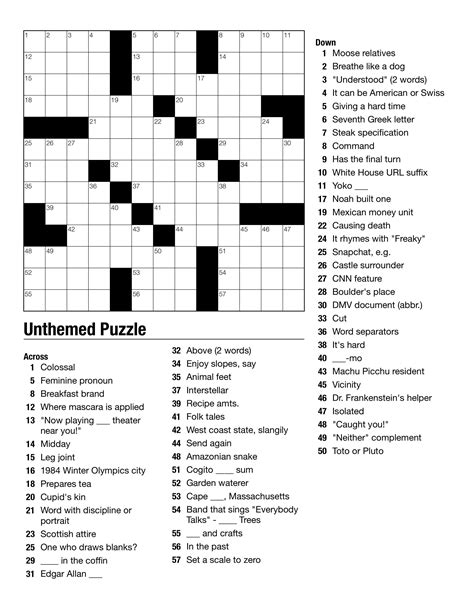 Crossword Puzzle Answers