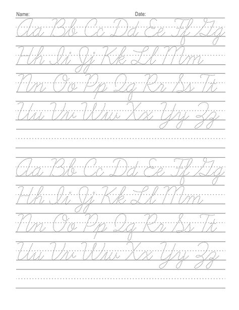 Cursive Alphabet Practice Sheets