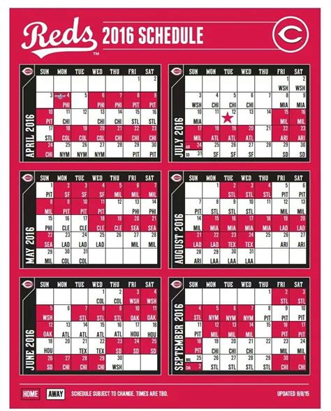 Custom Reds Schedule Template