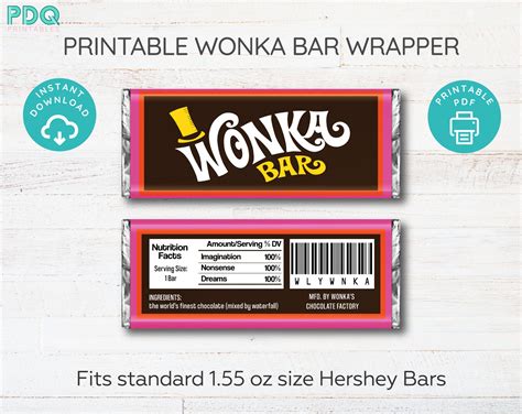 Custom Wonka Chocolate Bar Wrapper Printable Benefits