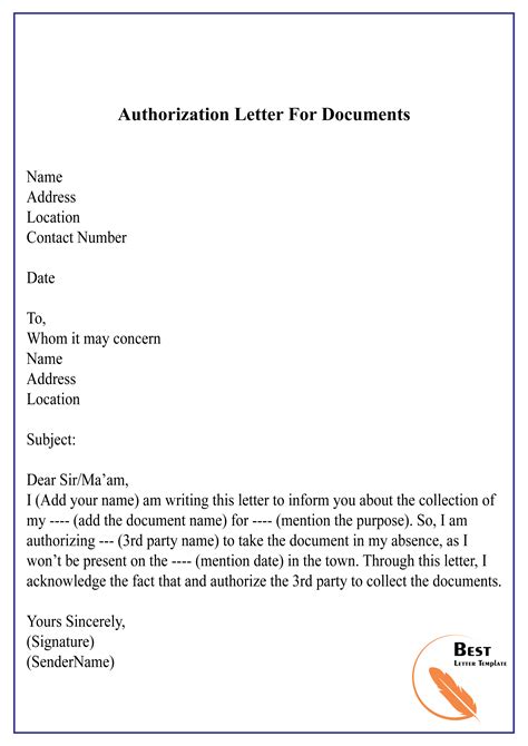 Customizable Authorization Letter Template