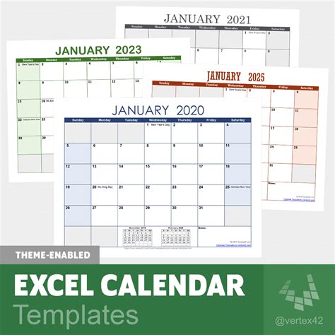 Customizable Excel Calendar Template