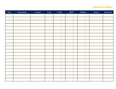 Customizable Ledger Template