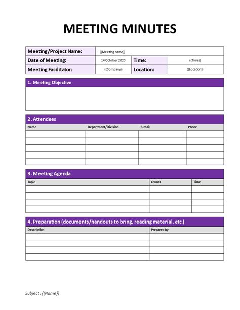 Customizable Meeting Minutes Template