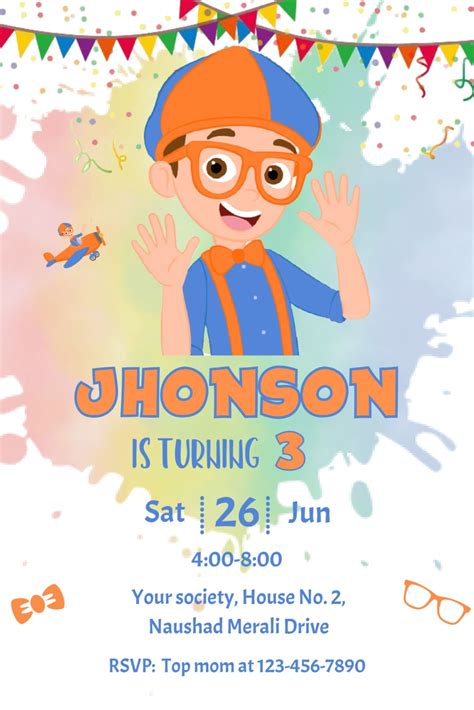 Customize Blippi Invitation Template