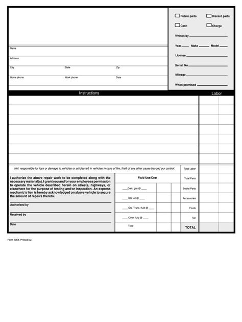 Customizing Automotive Work Order Templates