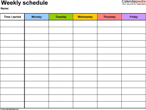 Customizing Blank Printable Work Schedules