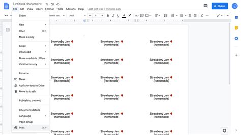 Customizing Google Docs Labels Templates