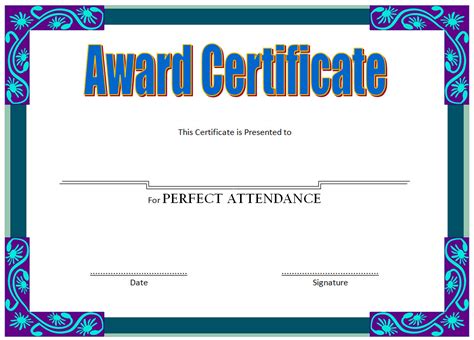 Customizing a Perfect Attendance Certificate Template