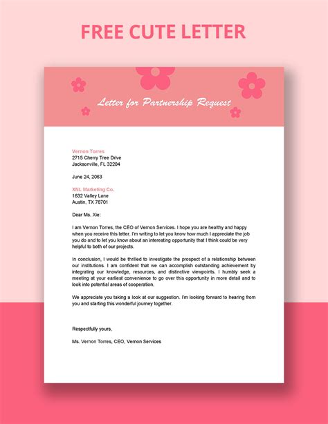 Cute Letter Template 1