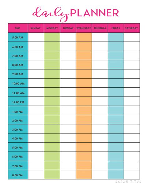 Daily Schedule Printable