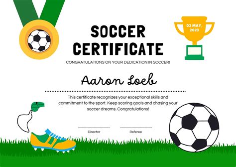 Design elements for soccer certificates