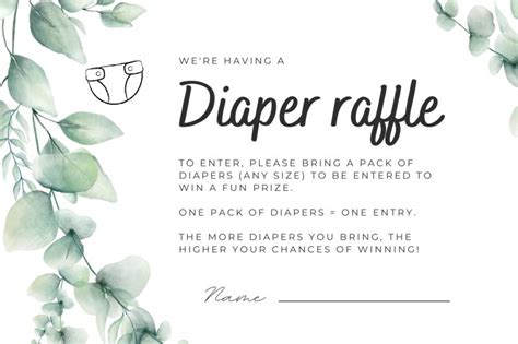 Examples of Diaper Raffle Tickets