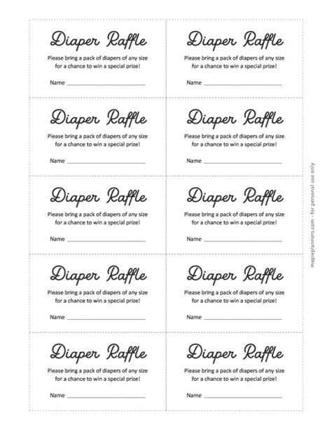 Diaper Raffle Ticket Template Example