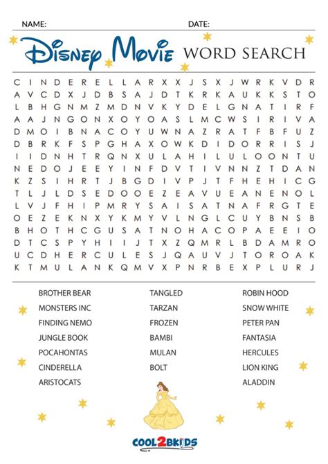 Disney Characters Word Search