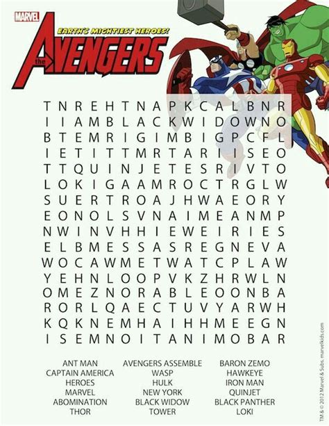 Disney Marvel Word Search