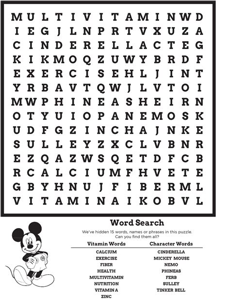 Disney Word Search Printables