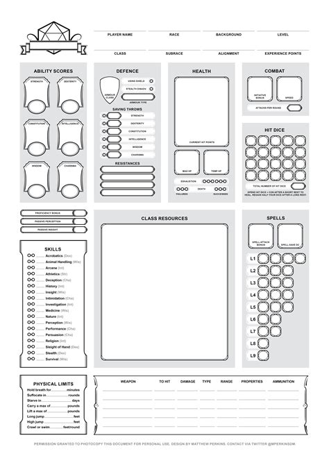 D&D Sheet Templates