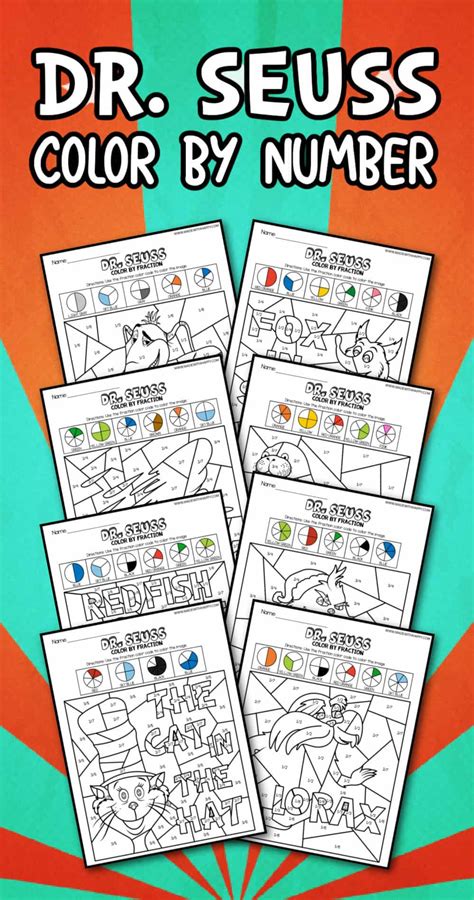 Dr. Seuss color by number printables gallery image 6