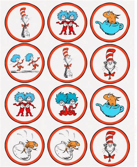 Dr. Seuss cupcake toppers printables examples 2