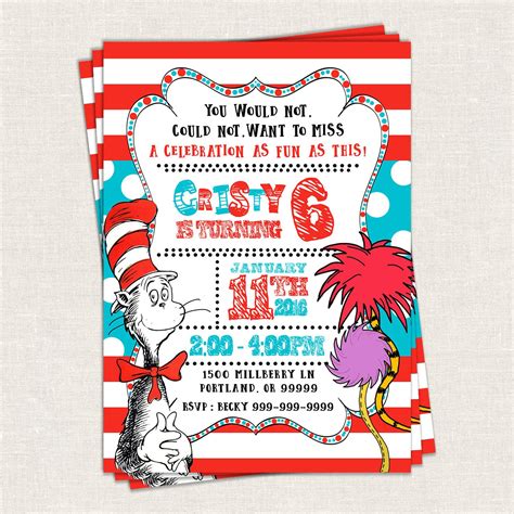 Dr. Seuss Story Invitation