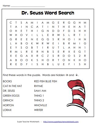 Dr. Seuss Worksheets for Teachers