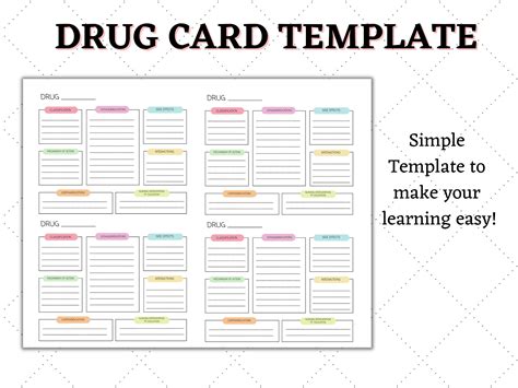 Drug Card Template Example for Nursing Students