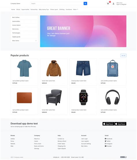 Description of E-commerce Templates