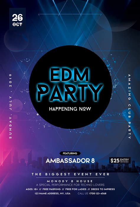 EDM-Themed Party Flyer Template