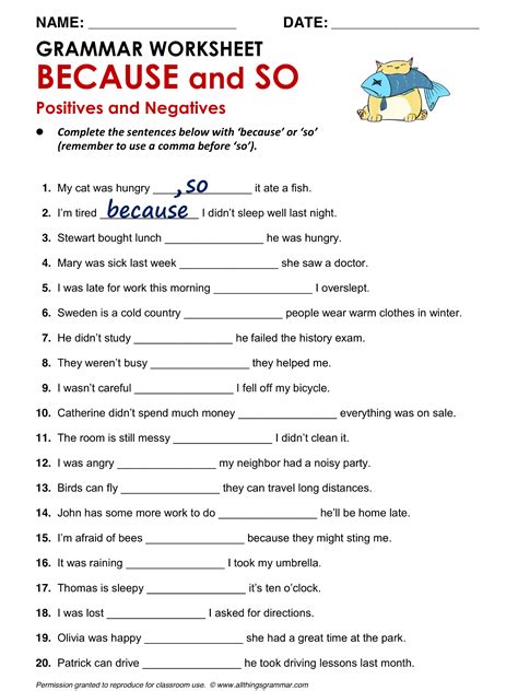 ESL Grammar Worksheets Example 10