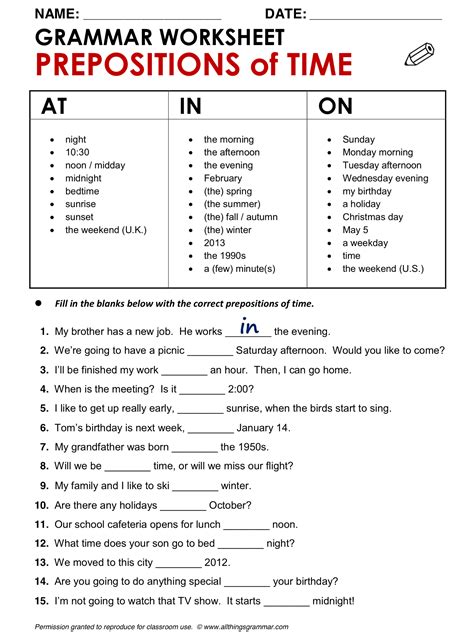 ESL Grammar Worksheets Example 6