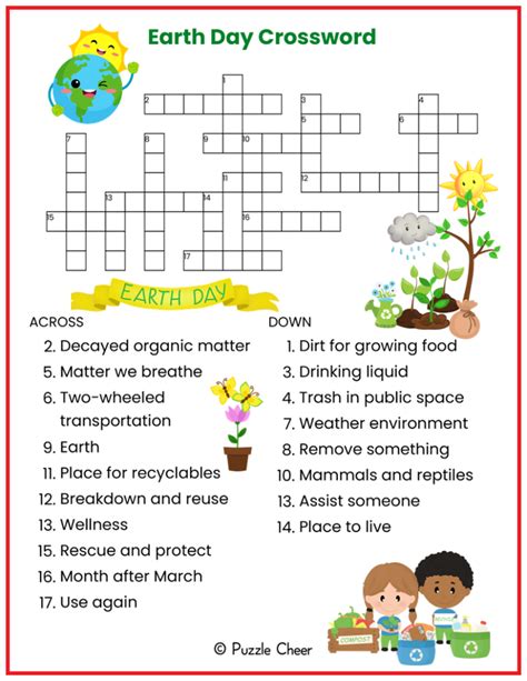 Earth Day Crossword Puzzle Benefits