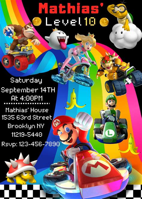 Editable Mario Kart Invitations