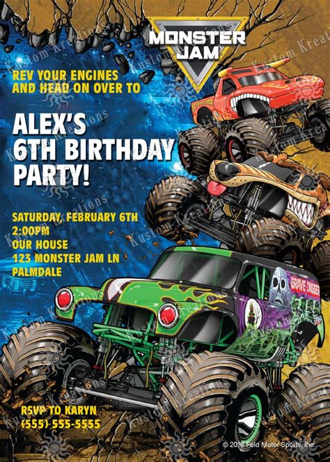 Editable Monster Jam Invitations