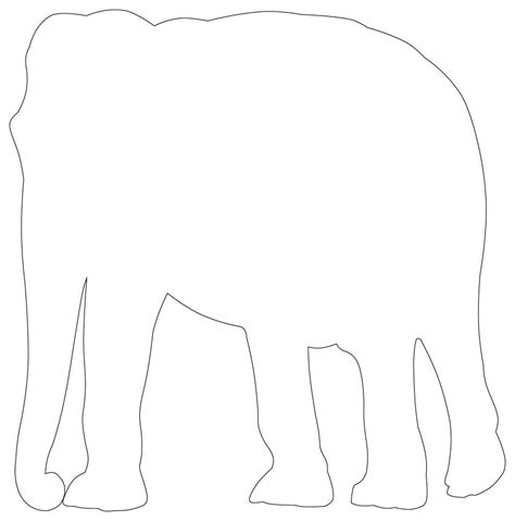 Elephant Outline Printable Template 2