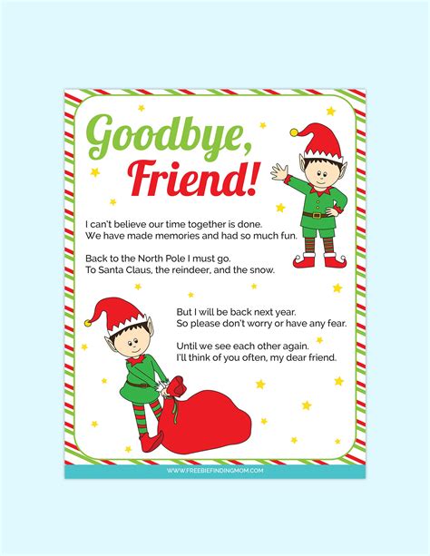 Description of Elf Goodbye Letter Example 1