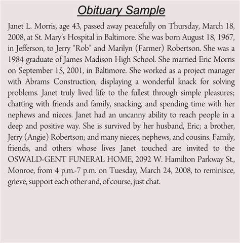 Examples of well-written Elmore obituaries