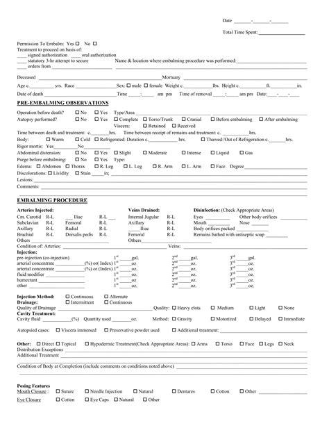 Embalming Report Template Download