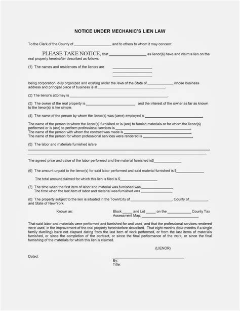 Examples of Lien Forms