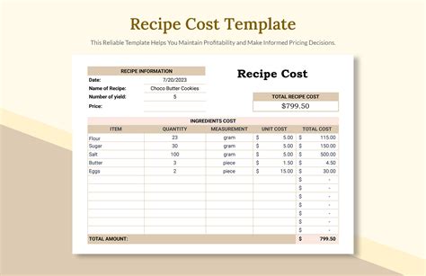 Excel Recipe Template