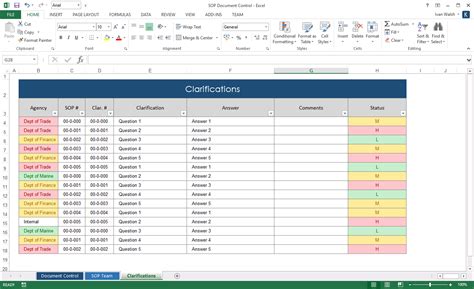 Excel SOP Templates