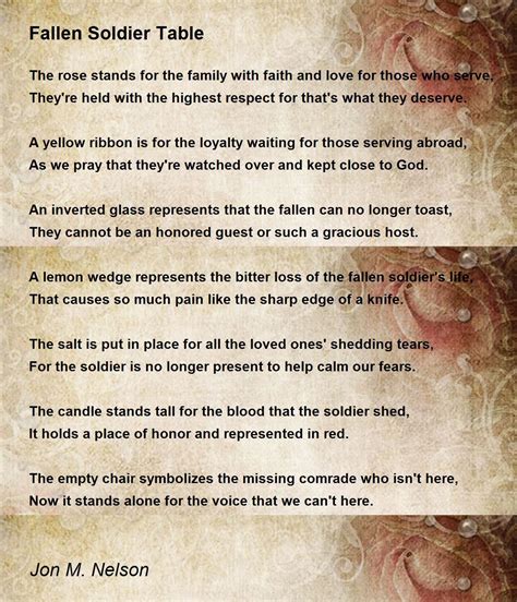 Fallen Soldier Table Poem