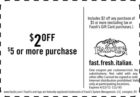 Fazoli's Coupons Printable Benefits