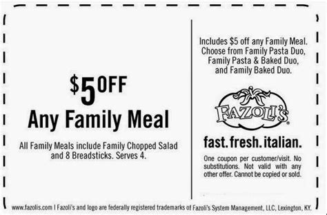 Fazoli's Coupons Printable