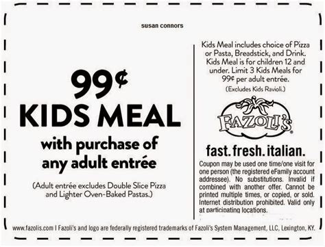 Fazoli's Printable Coupons